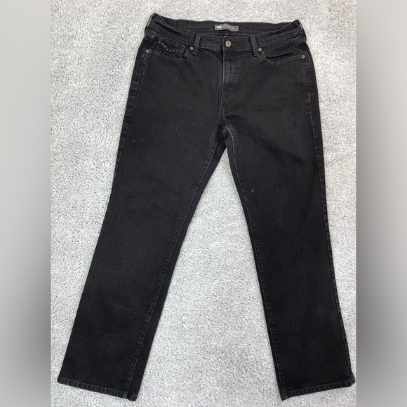 Levi's Jeans Womens 14 Classic Straight Leg 505 Black Denim Wash 505s Plus - Picture 1 of 6